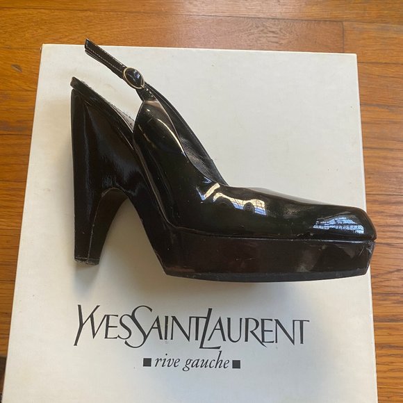 YSL Black Platform Patent High Heel Shoe | Size 38 - Picture 11 of 16